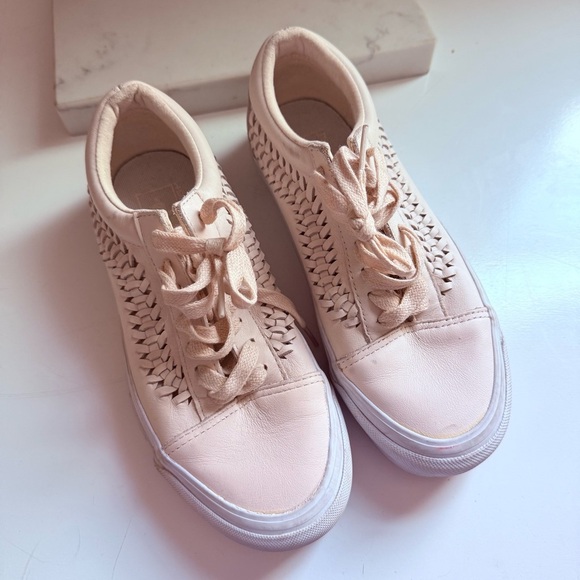 Vans Old Skool Blush Pink Leather Weave Cream Sneakers - Picture 6 of 10